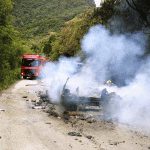Caminhão pega fogo na Serra do Corvo Branco