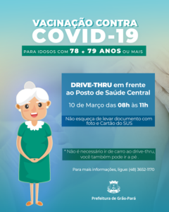 Idosos com mais de 80 anos são vacinados em Grão-Pará