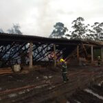 Incêndio de grandes proporções atinge madeireira em Orleans