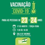 São Ludgero vacina contra Covid-19 pessoas com 23 e 24 anos