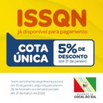 Cocal do Sul: Taxa Única vence no dia 31 de janeiro