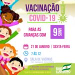 Covid-19: São Ludgero aplica vacina em crianças de 9 anos nesta sexta-feira (21) Covid-19: São Ludgero aplica vacina em crianças de 9 anos nesta sexta-feira (21)