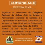 Prefeitura de Maracajá suspende as aulas nesta terça, dia 03/05