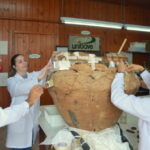 Artefato de cerâmica Tupiguarani é remontado no Museu ao Ar Livre em Orleans