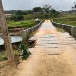 Veículo com seis bovinos suspeitos de furto foi localizado após ponte quebrar, em Grão-Pará