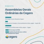 Assembleias Gerais Ordinárias da Cegero serão realizadas no dia 22 de março