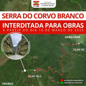 Serra da Corvo Branco será interditada a partir de 10 de março para obras