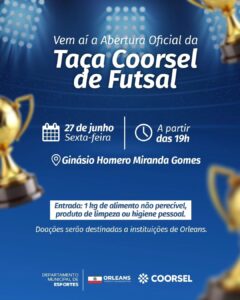 Abertura da Taça Coorsel de Futsal de 2025 acontece dia 27 de junho, em Orleans