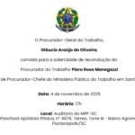 Cerimônia de recondução de cargo de Procurador-Chefe do MPT-SC reunirá autoridades nesta terça-feira (04/11) Cerimônia de recondução de cargo de Procurador-Chefe do MPT-SC reunirá autoridades nesta terça-feira (04/11)