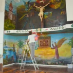 Painel de Santa Bárbara é restaurado em Siderópolis, após 25 anos escondido Painel de Santa Bárbara é restaurado em Siderópolis, após 25 anos escondido