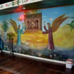 Painel de Santa Bárbara é restaurado em Siderópolis, após 25 anos escondido Painel de Santa Bárbara é restaurado em Siderópolis, após 25 anos escondido