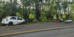 Condutor fica ferido após colidir com árvore na SC 108, em Orleans