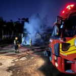 Bombeiros combatem incêndio em estufa de secagem de milho em Lauro Müller